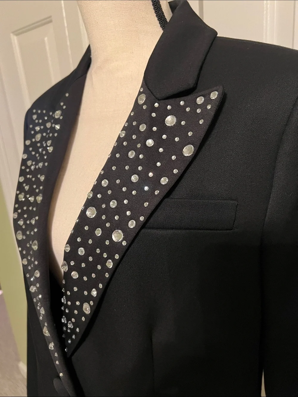 NWT, Kate Spade Avery Mainline Black Embellished Lapel Blazer, Size 12